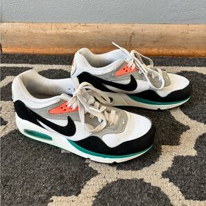 Nike Air Max White Black with Teal and Orange Accents